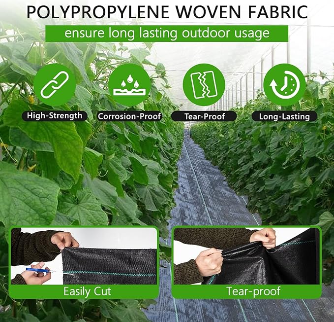 6ft x 300ft Weed Barrier Landscape Fabric 3.5oz Heavy Duty Woven Ground Cover 1800 Sq Ft Coverage Geotextile Weed Cloth for Gardening Driveway French Drain - UV Resistant