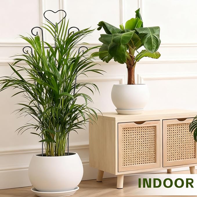 Trellis for Climbing Plants Indoor 4 Pack 31'' Metal Plant Trellis Indoor for Potted Plants Sturdy Plant Support Outdoor for Ivy Pothos Monstera Hoya Flower Vine Heart Shape