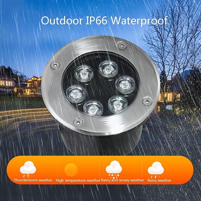 Garden Buried Light Recessed Ground Light IP66 Waterproof AC85-110V LED Underground Light for Outdoor Walkway Driveway Deck Patio Landscape Spotlight