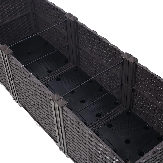 Raised Garden Bed Deep Raised Garden Bed Plastic Planter Boxes for Vegetables Flowers Herbs and SucculentsSelf-Watering Planter Box Raised Bed to Grow Flowers Herbs &amp Vegetables 47.2x15.7x14