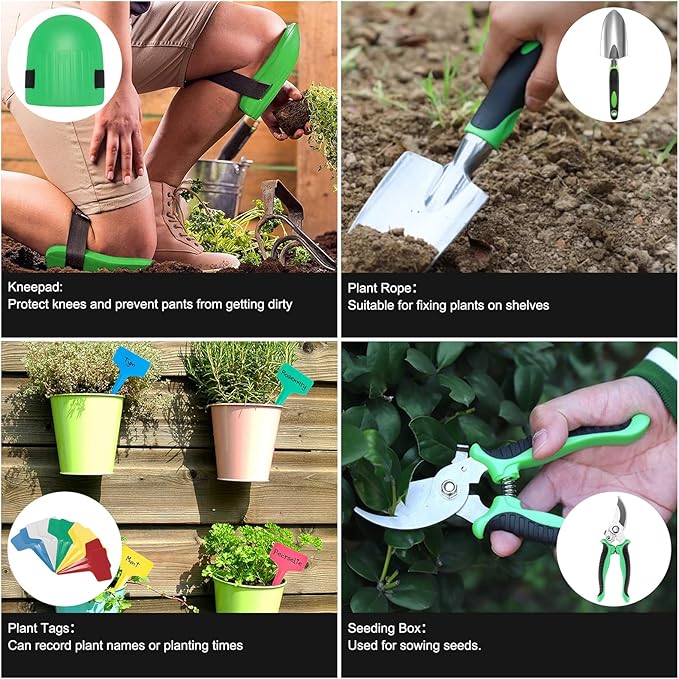 Gardening Supplies Garden Tool Set 19 Pcs Stainless Steel Garden Tool Kit with Bag Ideal Gardening Gifts for Women