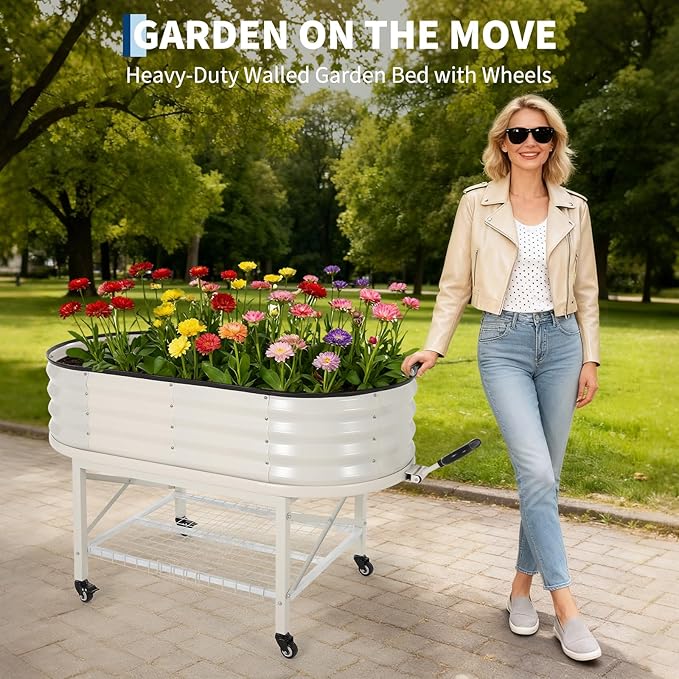 Galvanized Raised Garden Bed Kit with Cover Heavy-Duty Modular Metal Planter Raised Beds for Vegetables with Tool-Assisted Simple Assembly Reinforced Panels &amp Optimal Drainage