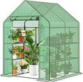 Greenhouse 56 x 56 x 76'' Heavy Duty Greenhouses for Outdoors Green House with Roll-Up Door Thicken PE Cover Portable Walk-in Green Houses for Outside with 3 Tier 8 Shelves