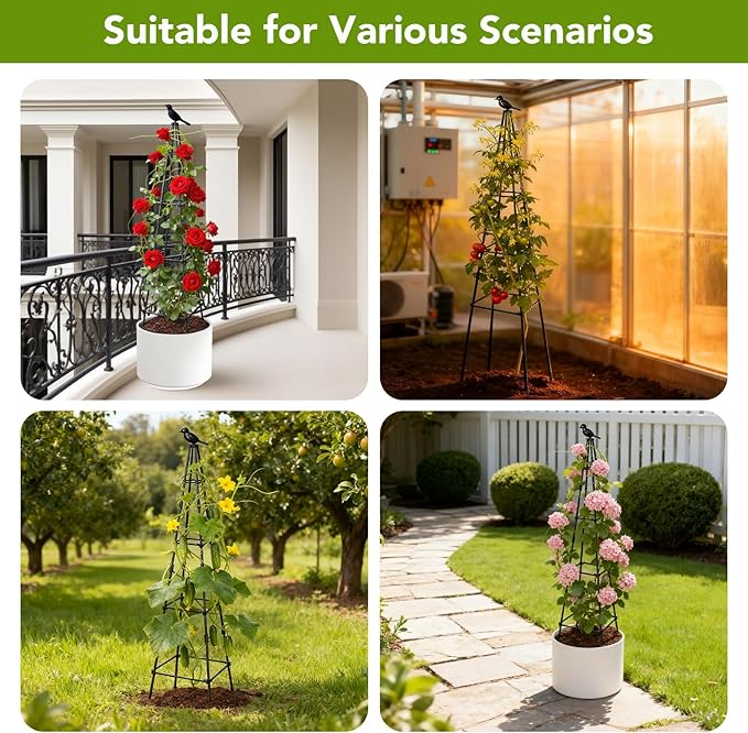 2 Pack Garden Trellis for Climbing Plants Outdoors 70inch Tower Obelisk Trellis for Potted Climbing Plants Plant Support for Potted Flowers Roses Tomatoes Cucumbers &amp Vegetables