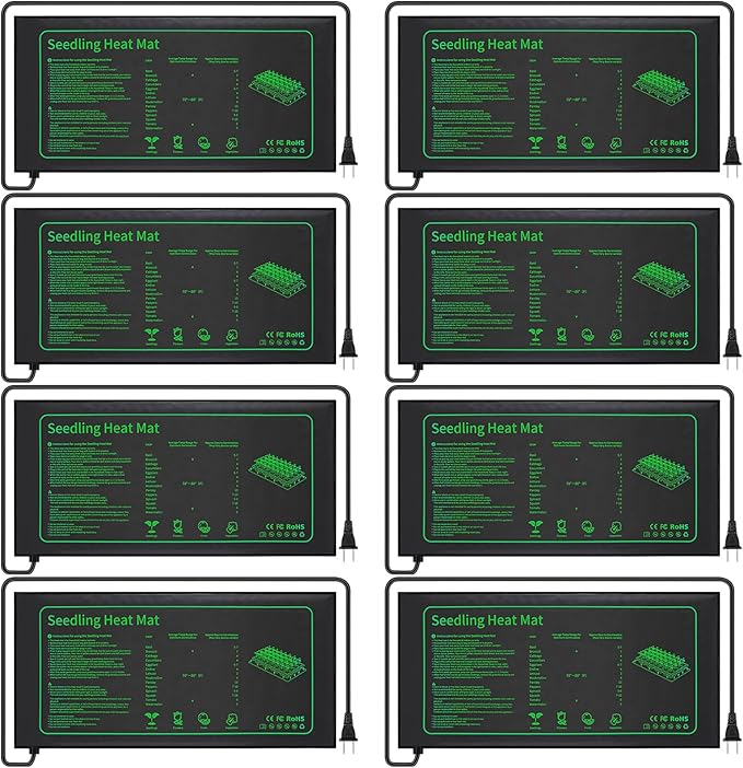 Ganeen Seedling Heat Mat 8 Pack – 10x20.75 Inch Waterproof Durable Warm Hydroponic Heating Pad Bulk for Seed Starting Indoor Gardening &amp Greenhouse Seed Germination