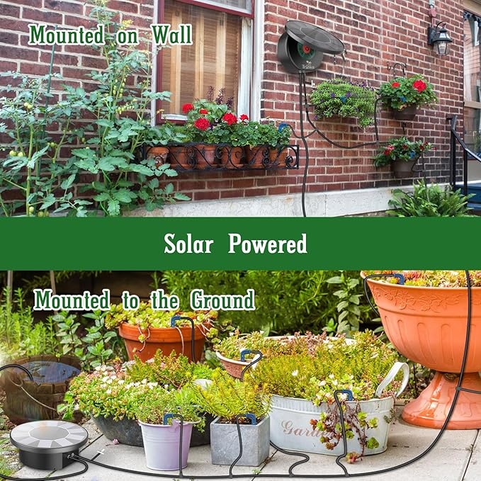 Solar Automatic Drip Irrigation System Kit DIY Irrigation System for Garden Outdoor/Indoor Gardening System Plant Watering System Drip Irrigation System 9 Timing Modes with Anti-Siphon Set