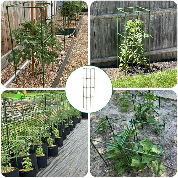 Tomato Trellis - 64 Inch Square Weather Resistant - Tall Garden Trellis Flower Standfor Climbing Vine Flower Vegetable Fruit Indoor Outdoor Raised Bed Yard Patio Balcony