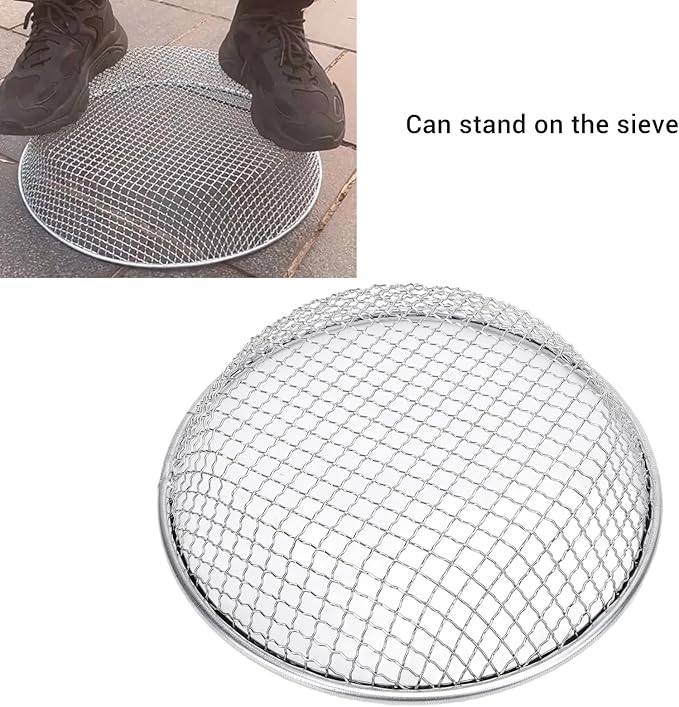 Gardening Sand Soil Compost Sifter Stainless Steel Garden Sifter with Gloves Garden Potting Mesh Sieve Sifting Pan for Gardening Sand Rocks Dirt Soil Sifter Mesh Gardening