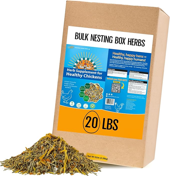 Herb Supplement for Backyard Chickens - Natural Chicken Treats Poultry Feed Botanical Mix Plant-Based Coop Snacks for Daily Wellness Feather Quality Egg Production USA (20 LB)