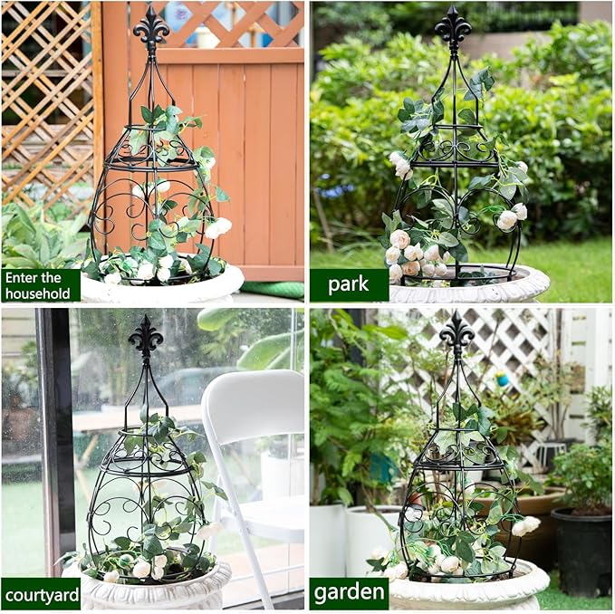 29-Inch Garden Trellis Obelisk - Durable Metal Support for Indoor &amp Outdoor Climbing Plants Perfect for Vertical Gardening &amp Potted Plants Stylish Design for Home and Garden
