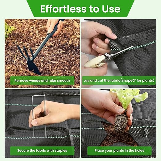 Weed Barrier Fabric 6x300ft Landscape Fabric 3.2oz Heavy Duty Durable Woven Geotextile Fabric High Permeability Ground Cover Mat Driveway Fabric Garden Weed Control Cloth with 20 U-Securing Pegs