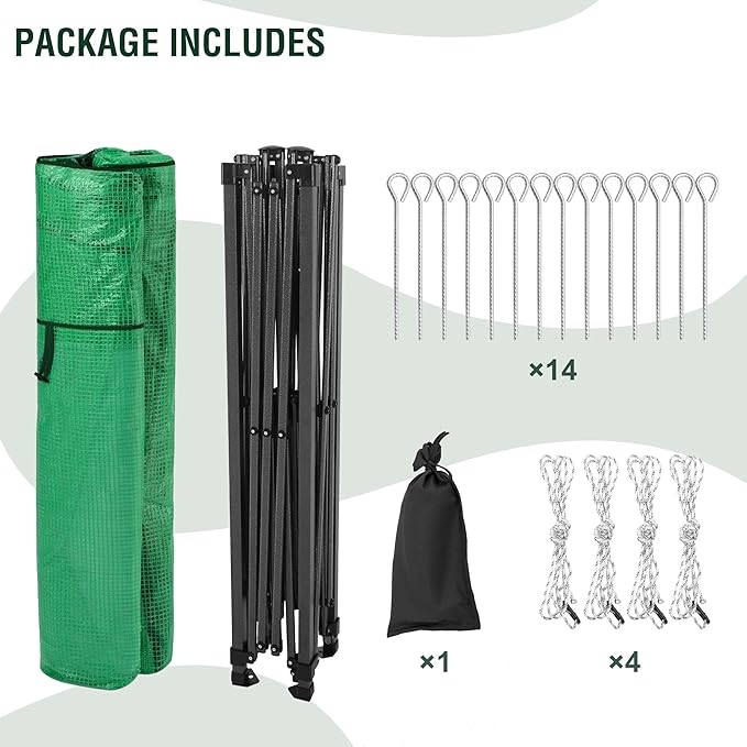 11 x 8.5 x 7.5 FT Walk-in Greenhouse Portable Pop-up Greenhouse for Indoor Outdoor Plant Garden Green House with Zippered Doors Screen Windows Heavy Duty Frame and Durable PE Cover