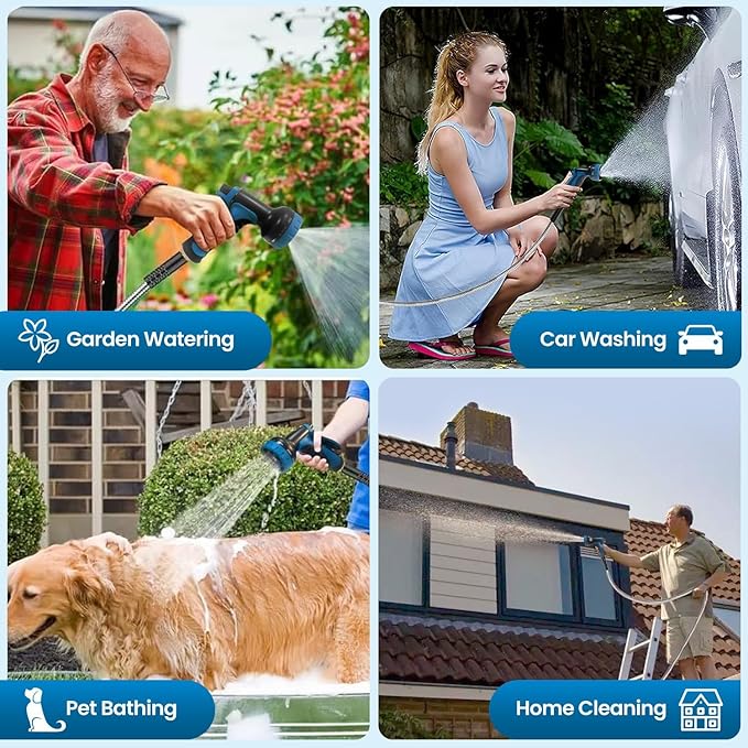 Metal Garden Hose 100FT Stainless Steel Water Hose with 10 Function Nozzle Solid Brass Fittings Lightweight Kink-Free &amp Dog Chew Proof for Lawn Yard RV Car Wash 550PSI