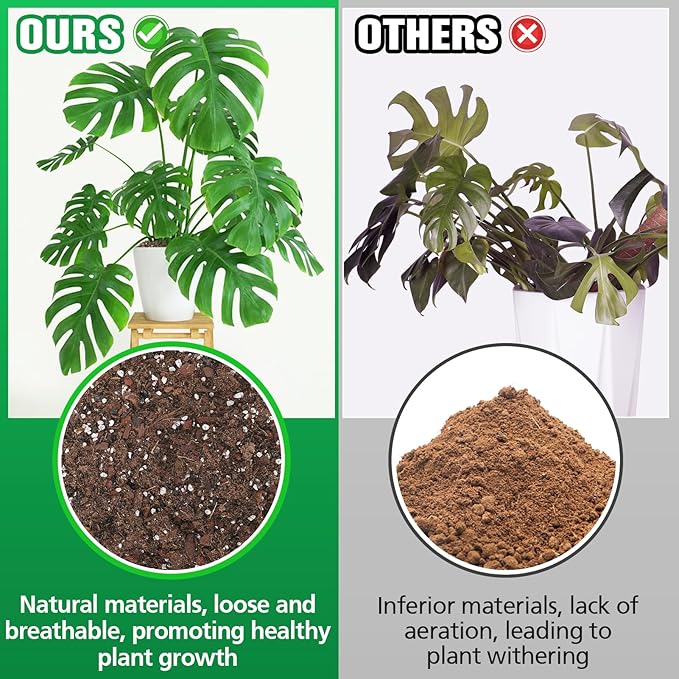 6.4QT Monstera Soil Potting Mix - Natural Organic Tropical Plant Soil for Improving Growth Rate Sustainable Houseplants Growing Media for Indoor Bonsai Succulents Moisture Retention Drainageq