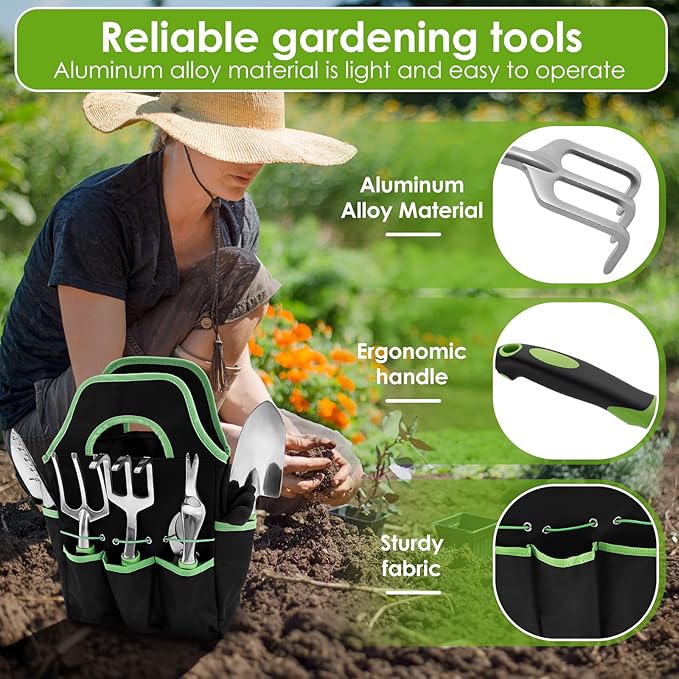 Garden Tools Solid Stainless Steel Gardening Tools Convenient Gardening Hand Tools kit Anti Slip Gardening Tools Set Safe Gardening Tools Set for Outdoor