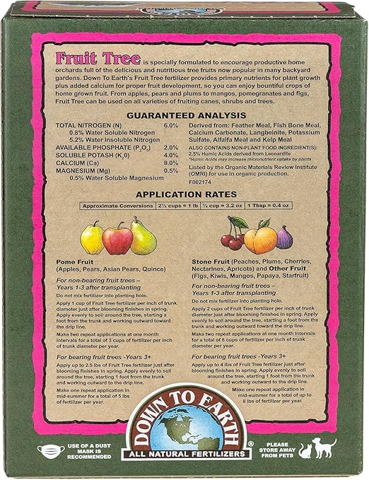 Down to Earth Organic Fruit Tree 6-2-4 Fertilizer 5 lb Boxes – Natural Plant Food for Strong Roots Healthy Growth &amp Bountiful Harvests (Pack of 6)