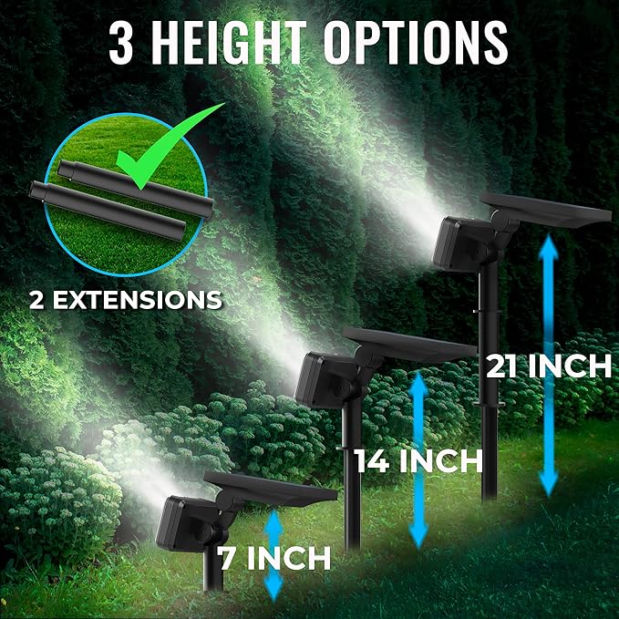 TBI 21 LEDs Solar Landscape Spotlights 200ft Lighting Distance - Waterproof Solar Powered Wall Lights - 2-in-1 Wireless Outdoor Landscaping Lights for Yard Garden Driveway Porch Walkway Pool (Gold)