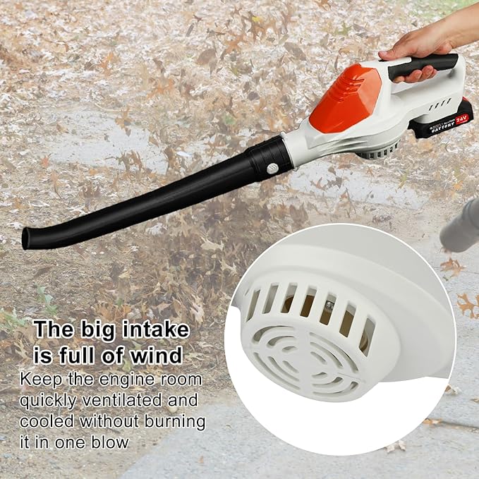 Leaf Blower Cordless24V Handheld Cordless Leaf Blower Electric Leaf Blower with 2 Batteries and 1 Charger Battery Powered Leaf Blowers for Lawn Care Patio Yard Black