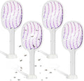 Qualirey 4 Pcs Electric Fly Swatter Bug Zapper Racket 2 in 1 USB Rechargeable Mosquito Racket 3000v High Powered Mosquito Killer for Indoor Outdoor Home Bedroom Kitchen Patio Office Insect(Waves)