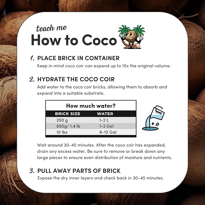 Mycelium Coco Coir Brick I Expandable Organic Coconut Fiber Substrate I Plants Potting Soil Mix for Indoor &amp Outdoor Gardening Succulents &amp Cactus I OMRI Certified &amp Non-GMO Soil Alternat