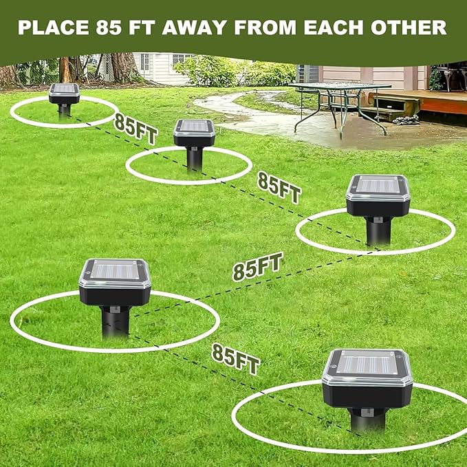 8 Pack Ultrasonic Mole RepellentSolar Powered Gopher Mole Repellent Stakes for ChipmunksSnakeGophersVolesWaterproof Sonic Moles Deterrent for Home GardenYard(8 Pack)