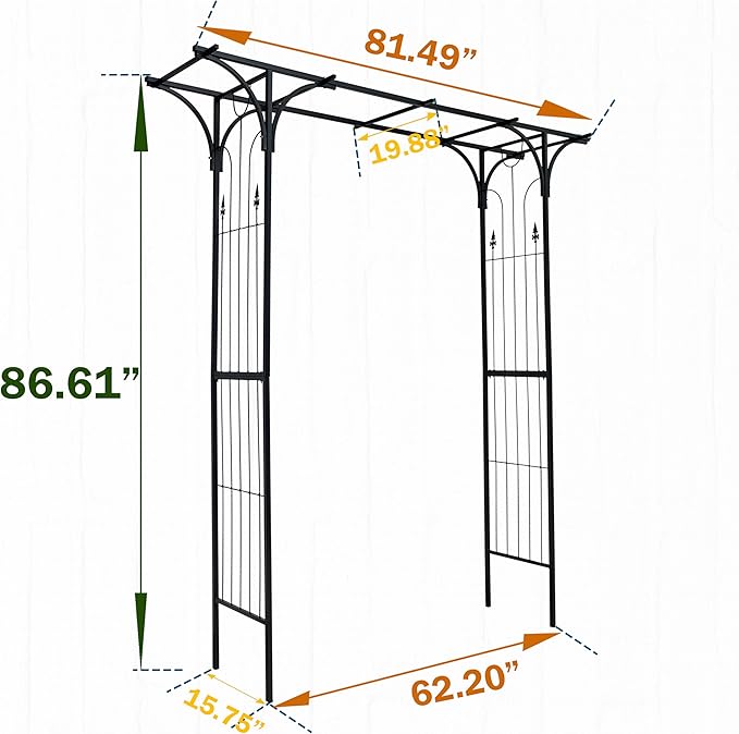 Metal Garden Arch GTrClimbing Plants Support Arch Outdoor Arch Wedding Arch Party Events Archway Black