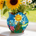 Sunflower Starry Sky Plant Pots-Cute Unique Flower Pots with Drainage Hole Resin Planters for Indoor Outdoor Succulent Planter Plant Gifts for Mother's Day Birthday Christmas(Colours)