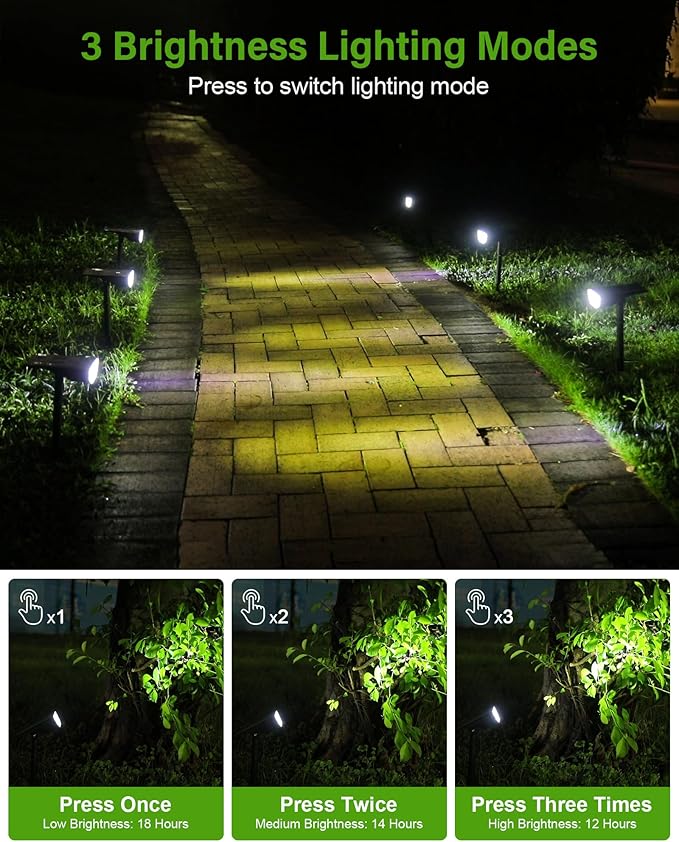 Solar Spot Lights Outdoor Solar Lights Outdoor Waterproof IP65 3 Brightness Modes Dusk to Dawn Landscape Spotlights for Yard Garden Pathway Tree Decoration Cool White 5 Pack