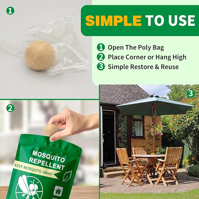 Natural Mosquito Repellent Outdoor Patio Pills Peppermint Oil 10 Pcs Natural Mosquito Repellant Balls Safe for Kids &amp Pets Bug Deterrent for Home &amp Patio Keep Mosquitoes Camping Travel Fis