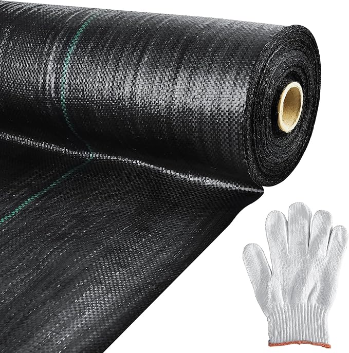 mupera Heavy Duty Weed Barrier Fabric - 6.5ft x 330ft (78x3960) Professional Grade Landscape Fabric UV-Resistant 3.8oz Woven PP for Driveway &amp Garden Commercial Strength Ground Cover (Black)