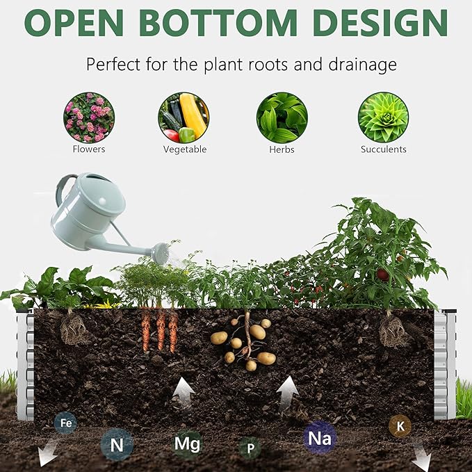 FOOWIN Raised Garden Bed with Arch Trellis for Climbing PlantsGalvanized Raised Garden BedPlanter Boxes Outdoor for Vegetables Flowers Herb478 Gallon Capacity Silver