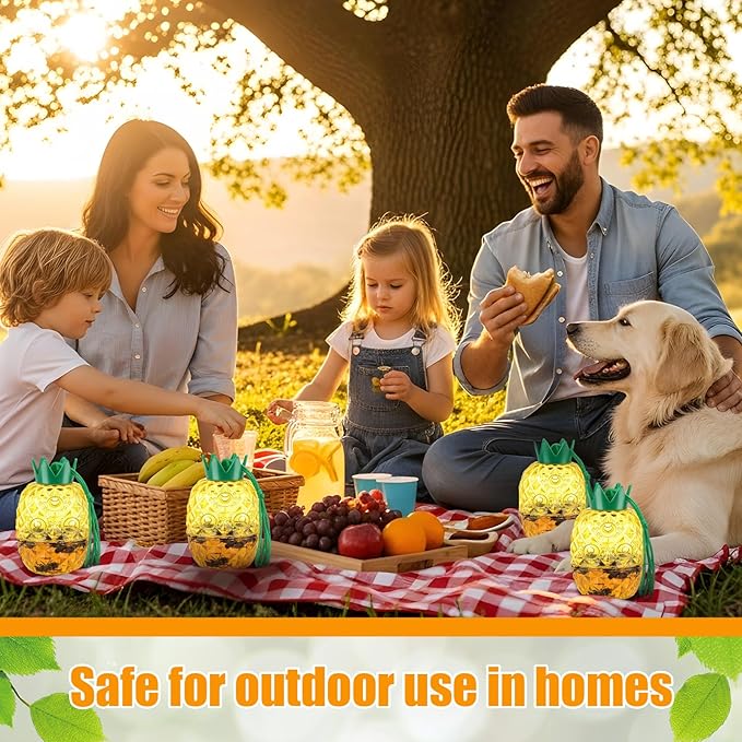 4 Pack Wasp Trap Outdoor Hanging Reusable Yellow Jacket &amp Hornet Trap with Bait Reservoir Durable Outdoor Bee Catcher for Garden Patio Orchard Pineapple Design
