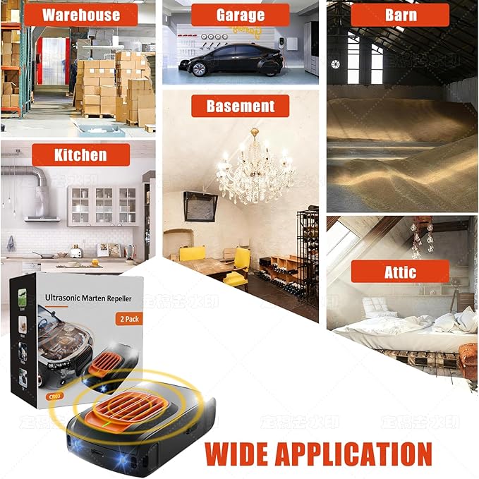 Effective Ultrasonic Rodent Repellent for underhood car Engines for House Garage Kitchen Attic 2 Pack Rodent Mice Rat Repellent Plug in Electronic Rat Pest Deterrent with 4 Strobe Lights
