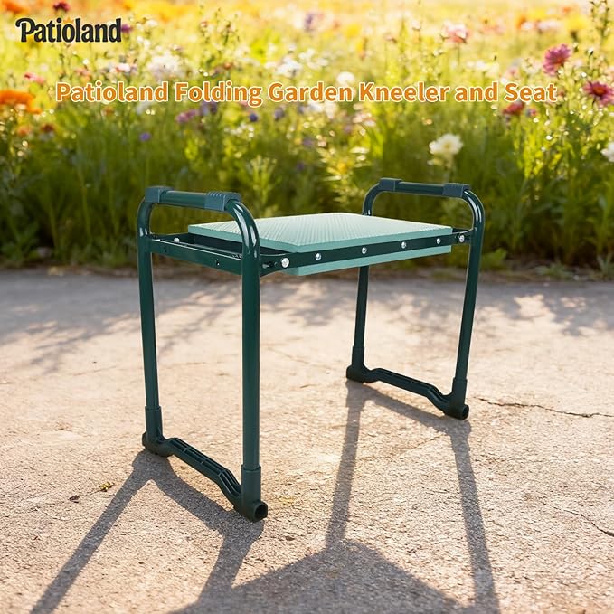 Garden Kneeler and Seat with 1 Gardening Tool Pouch and 1 Tool Bag 10.2 Widen Heavy Duty Thicken Soft Kneeling Pad Folding Garden Stool Outdoor Yard Work Seat Ideal Gardening Gifts for Mom Women