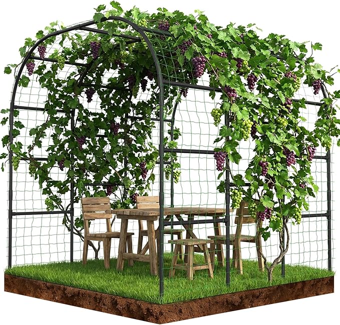 SUNYRISY Garden Arch Trellis for Climbing Plants Outdoor 88 x 88 x 88 Metal Core Tall Archway Tunnel Plant Support for Cucumber Tomato Vine Flowers Vegetables Climbing Plants