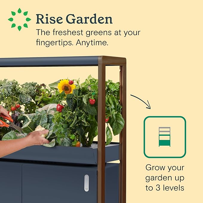 Rise Gardens 1 Level Garden Hydroponic Indoor Garden Kit with LED Grow Light Charcoal Color