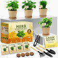 HOME GROWN Herb Garden Planter Indoor Kit – Unique Christmas Gift for Adults Men &amp Women - Grow 4 Heirloom Herb Seeds on Kitchen Window – Beginner DIY Craft &amp Hobby Gardening Gift for Plant