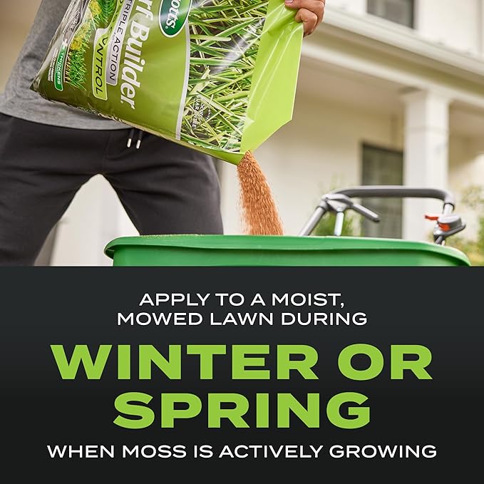 Scotts Turf Builder Triple Action for Moss Control - Moss Killer and Lawn Fertilizer Lawn Care Covers Up to 8000 sq. ft. 40 lb.