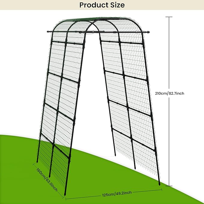 7Ft Adjustable Garden Arch Trellis for Climbing Plants Outdoor Heavy Duty Rustproof Stainless Steel Cucumber Trellis for Raised Beds Tall Metal Plant Support for Tomato Squash Beans Flowers