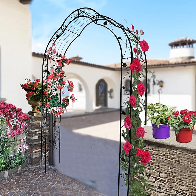 Metal Garden Arch Trellis Customizable 8-Style Garden Arbor for Climbing Plants Rose Arch Support Black Style for Weddings &amp Parties