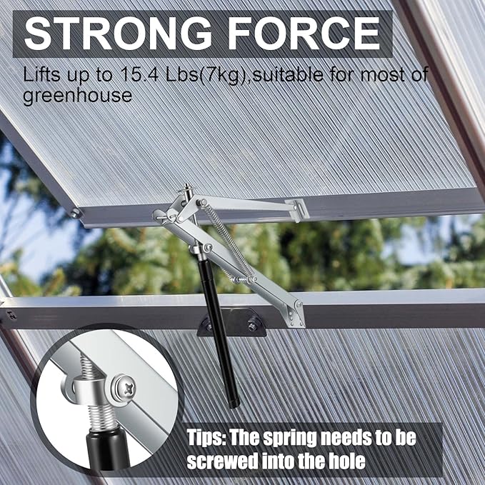 Amylove 2 Pcs Dual Spring Automatic Roof Vent Opener Greenhouse Accessories Solar Greenhouse Heater Sensitive Ventilation Kit Automatic Window Vent Opener Replacement for Gardening