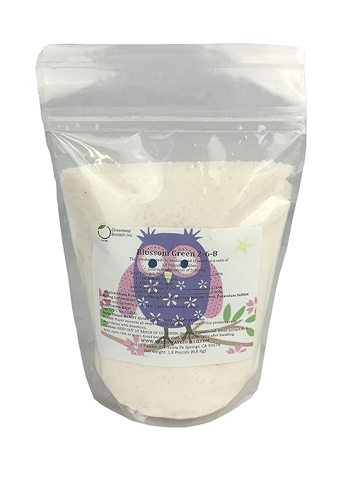 Greenway Biotech Inc. Hydroponics Bloom Booster Fertilizer for Blooming Stages- Blossom Green 2-6-8 Contains 2% Nitrogen 6% Potassium 8% Phosphorus Ideal for Plants Flower- 9.35 Pounds