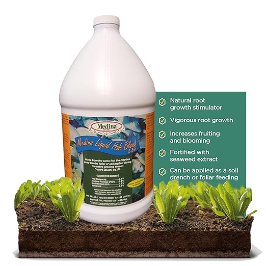 Medina Liquid Fish Blend Quart - 2-3-2 Fertilizer for GRO Bloom and Lush Gardens - Seaweed Enriched Plant Food for Vibrant Growth and Blooms - Available in 1 Gallon