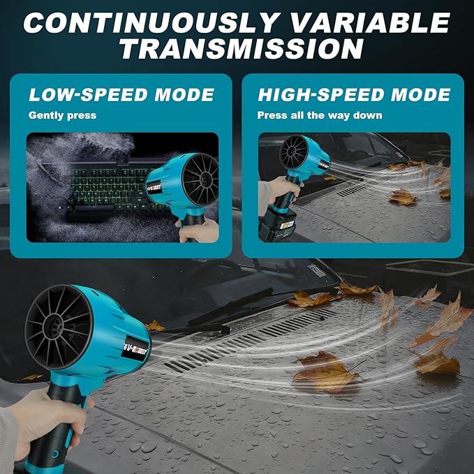 Leaf Blower Cordless Handheld Leaf Blower 500000RPM Brushless with 4.0Ah Battery Lightweight Electric Leaf Blowers for Garage Yard Car Deck Cleaning Blowing Leaves Dust Debris