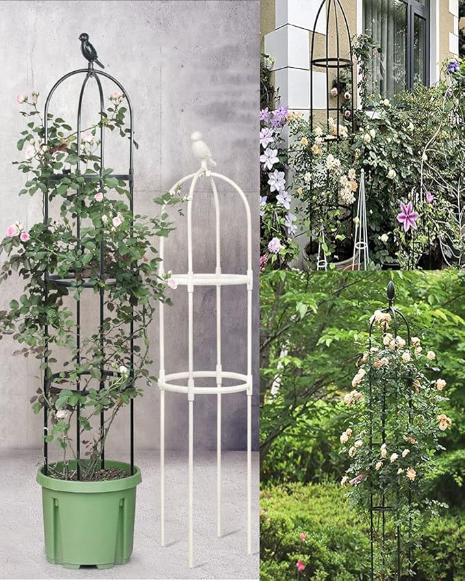 Garden Trellis for Climbing Plants  Rustproof Plastic Coated Metal Stake Tall Tower Obelisk Trellis for Potted Plant Support Indoor Outdoor Rose Trellis for Trellis Tomato ( Size : 9.4/24cm Dia x59
