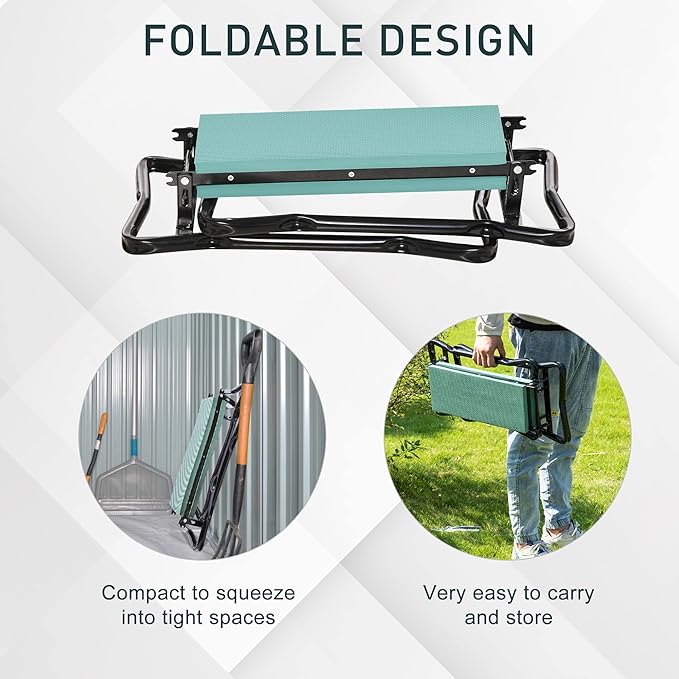 Garden Kneeler &amp Seat Folding Sturdy Steel Frame No Assembly Portable Heavy Duty Garden Stool for Women &amp Men Padded Foldable Garden Stool