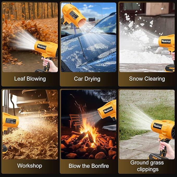 Rozlchar Cordless Leaf Blower Compatible for DeWALT 20V Batteries(No Battery) Variable Speed Handheld Turbo Blower with Brushless Motor Portable Dust/Snow Cleaner for Lawn Patio