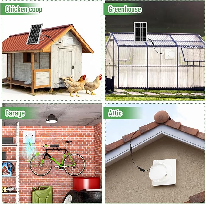6 Solar Powered Exhaust Fan + 15W Solar Panel High Speed Exhaust Fan with Anti Backflow Valve and Switch Waterproof Solar Powered Fan Kit for Outside Warehouse Shed Kitchen Attic