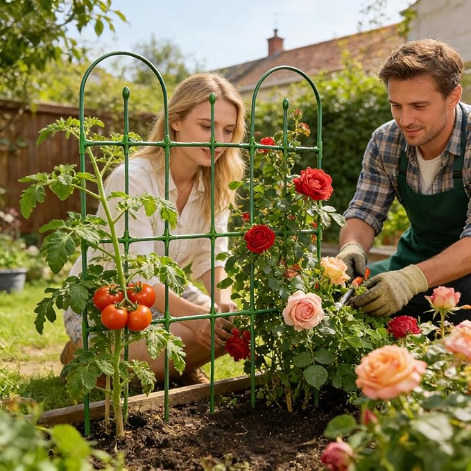 Garden Trellis for Climbing Plants - 90x120cm Adjustable Heavy-Duty Support PP Coated Steel Garden Trellisesfor Rose Vine Cucumber Vegetable Flower Tomato Grape Bean Fruit Backyard