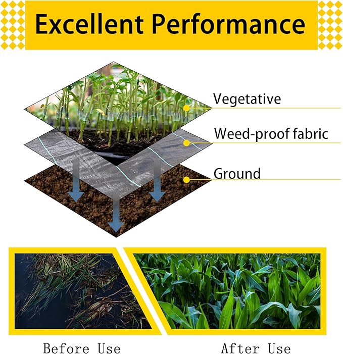 Weed Barrier Fabric 6x300ft Polyethylene Weed Block Fabric Long-Term Use Flexible Breathable Water Permeable 3.2oz Premium Heavy-Duty Gardening Landscape Fabric